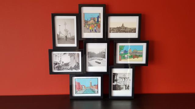55x58 cm <br> Collage Frame with Brussels Landmarks.